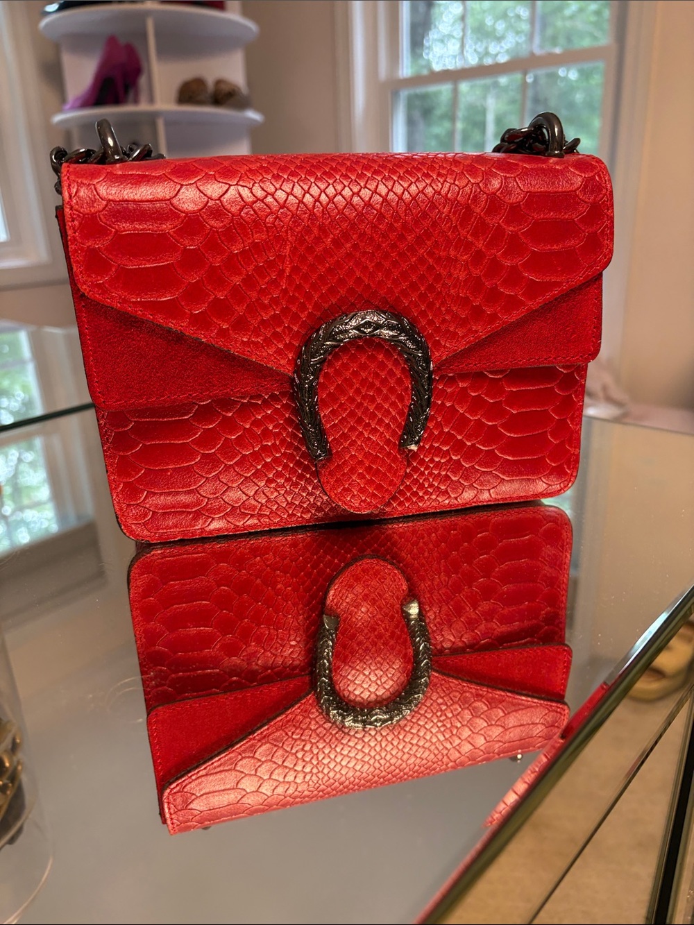 Red leather purse